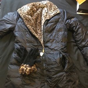 Cheetah Print/Black Reversible Winter Coat